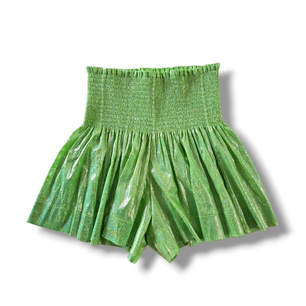 Queen Of Sparkles Metallic Neon Green Skort XS